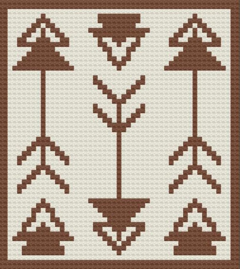 Tribal Arrows Baby Afghan, C2C Crochet Pattern
