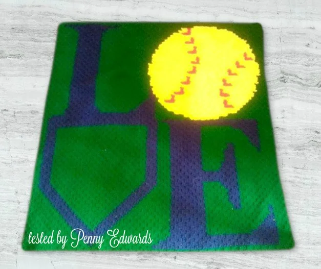 Love Baseball, With Diamond Afghan, C2C Crochet Pattern