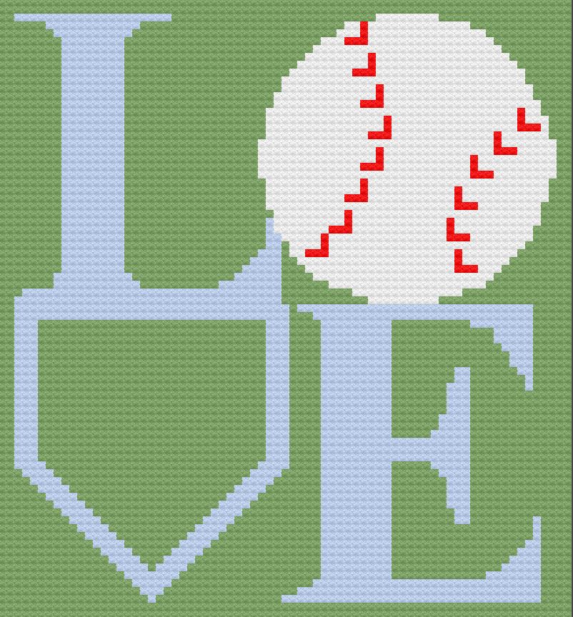 Love Baseball, With Diamond Afghan, C2C Crochet Pattern