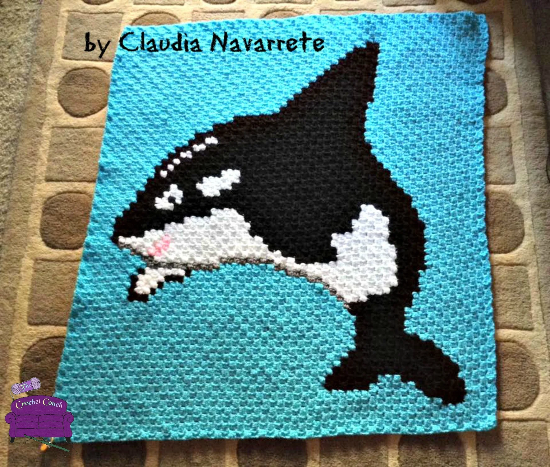 Orca Whale Baby Afghan, C2C Crochet Pattern