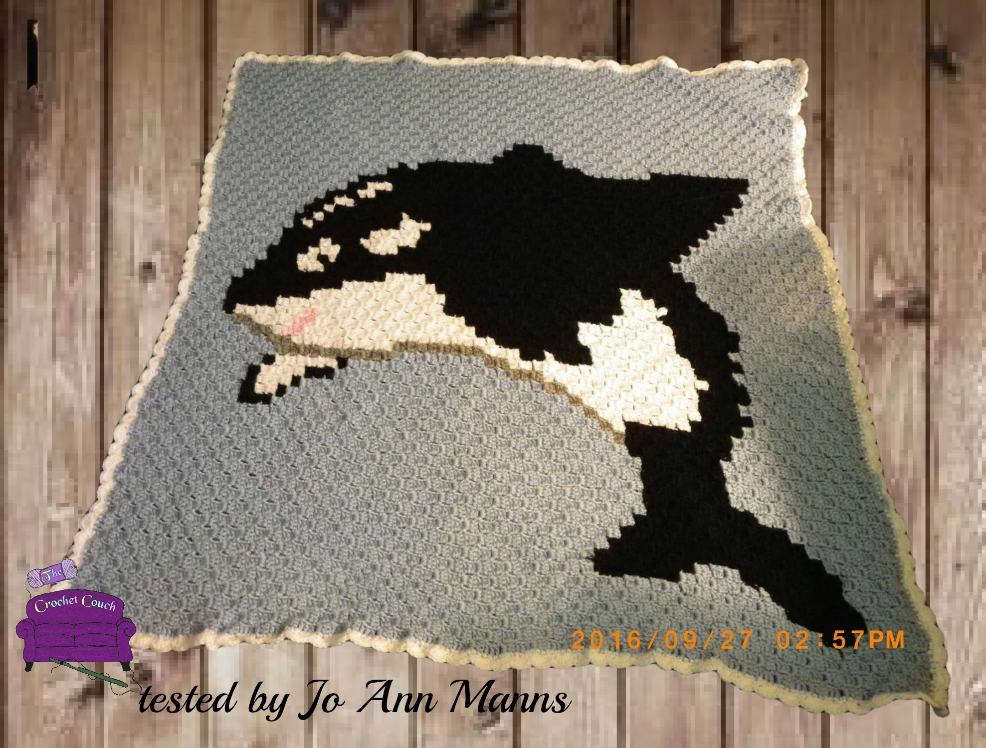 Orca Whale Baby Afghan, C2C Crochet Pattern