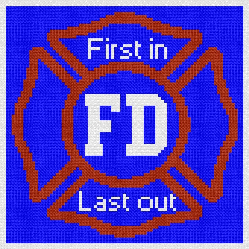 Maltese Cross Afghan in Blue, C2C Crochet Pattern