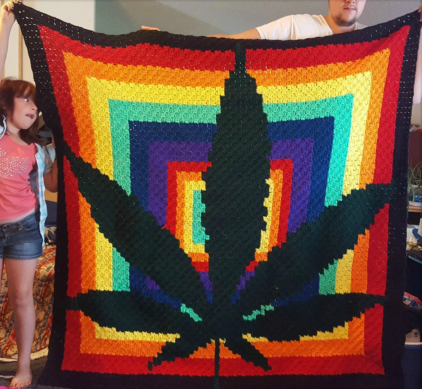Marijuana Rainbow Afghan, C2C Crochet Pattern