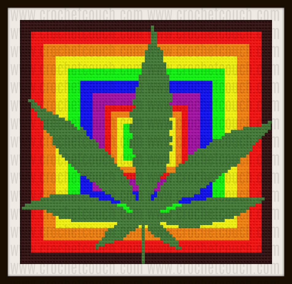 Marijuana Rainbow Afghan, C2C Crochet Pattern