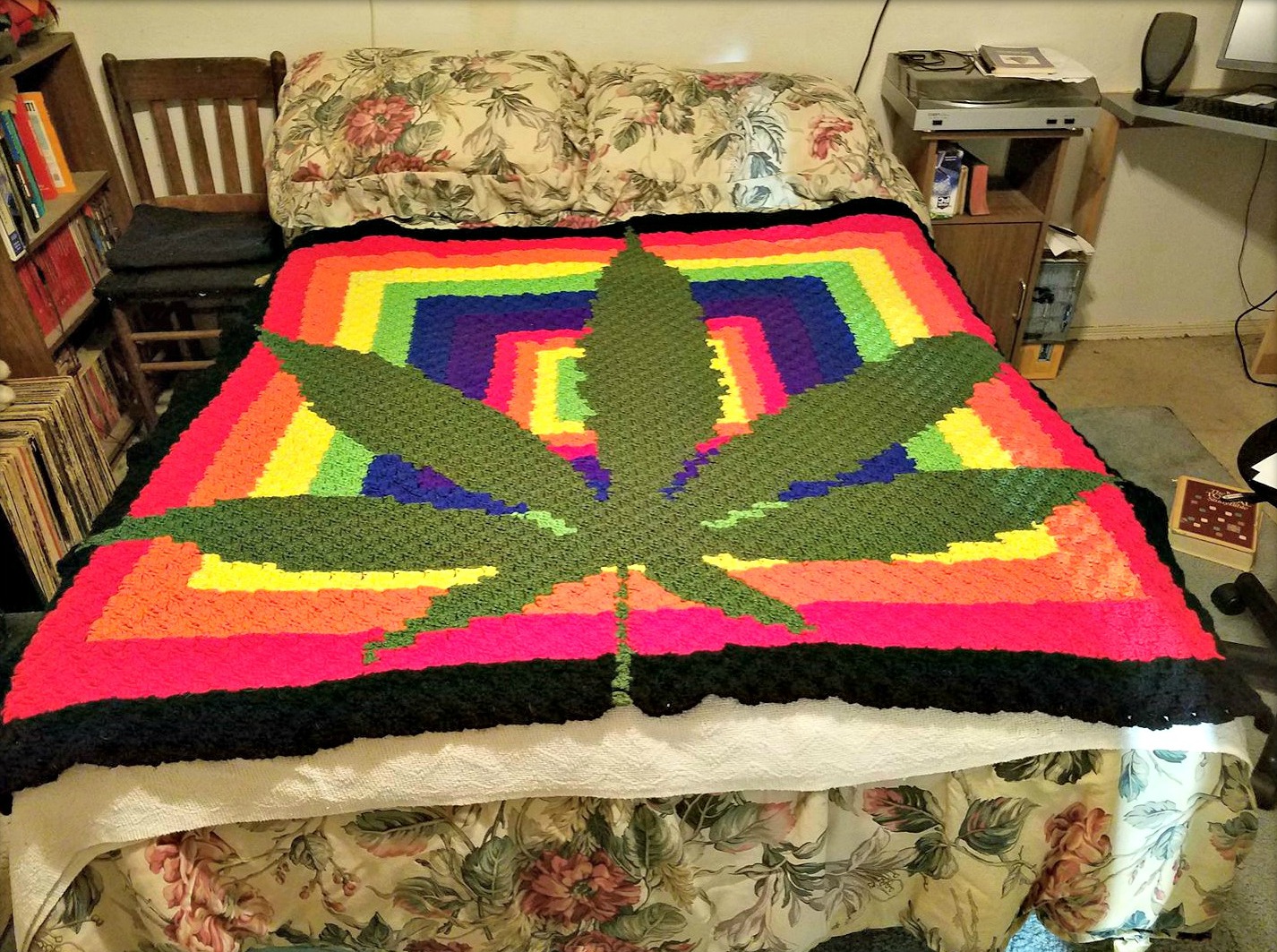 Marijuana Rainbow Afghan, C2C Crochet Pattern