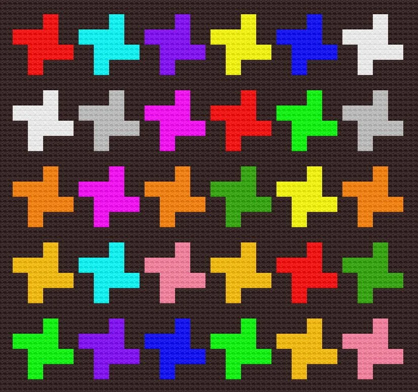 Spinning Away Multi Color Quilt Afghan, C2C Crochet Pattern