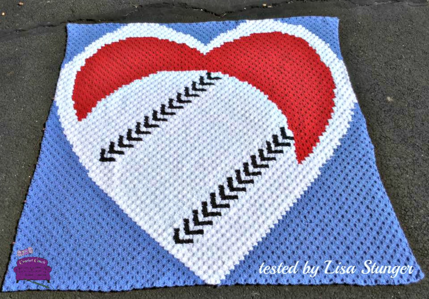 Baseball Heart Afghan, C2C Crochet Pattern