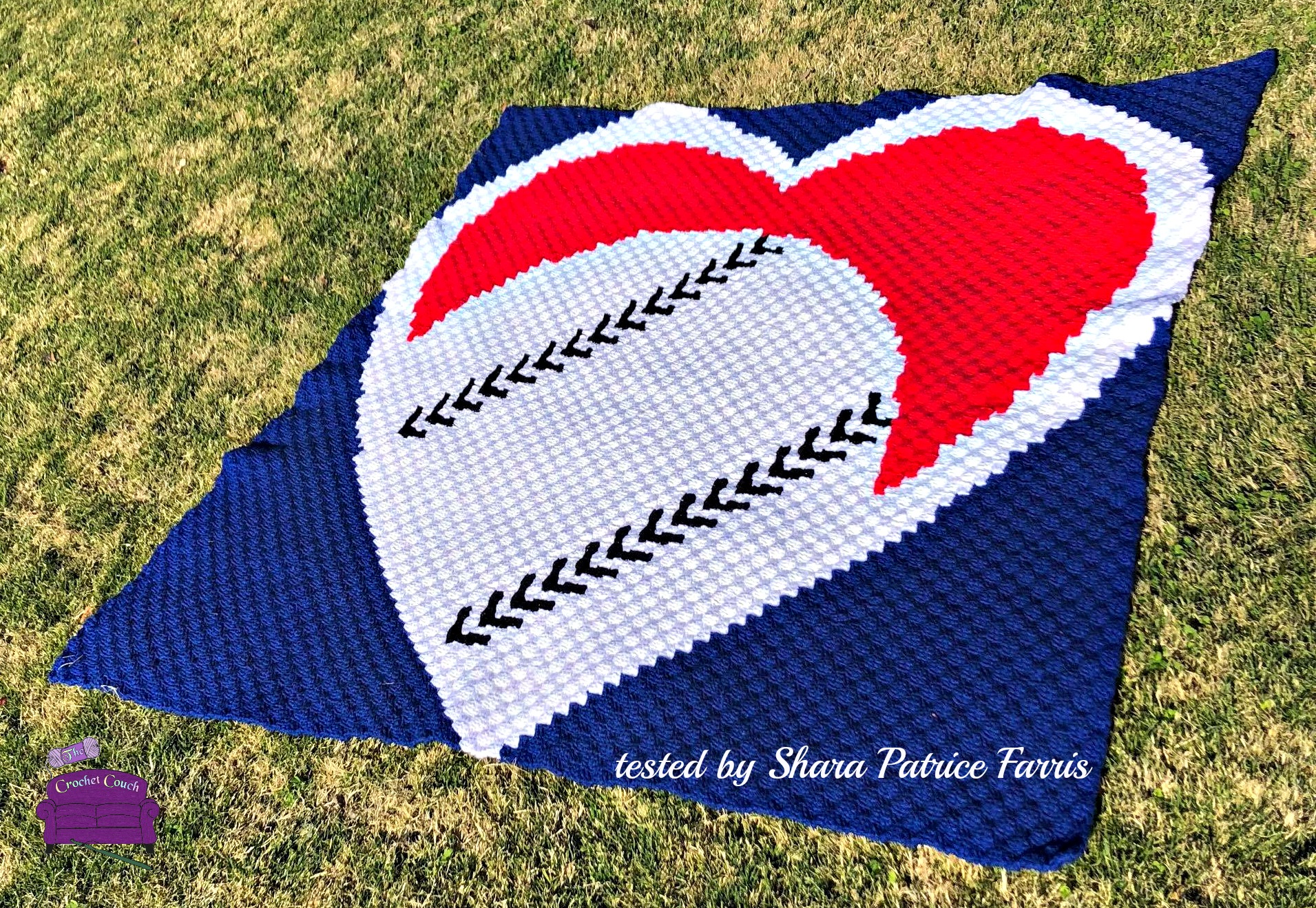 Baseball Heart Afghan, C2C Crochet Pattern