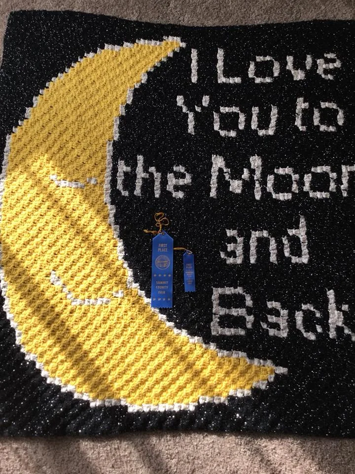 I Love You, To The Moon and Back, Baby Afghan, C2C Crochet Pattern