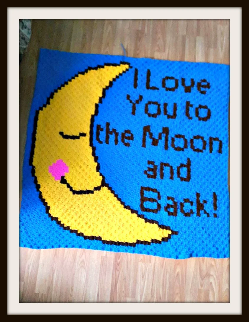I Love You, To The Moon and Back, Baby Afghan, C2C Crochet Pattern