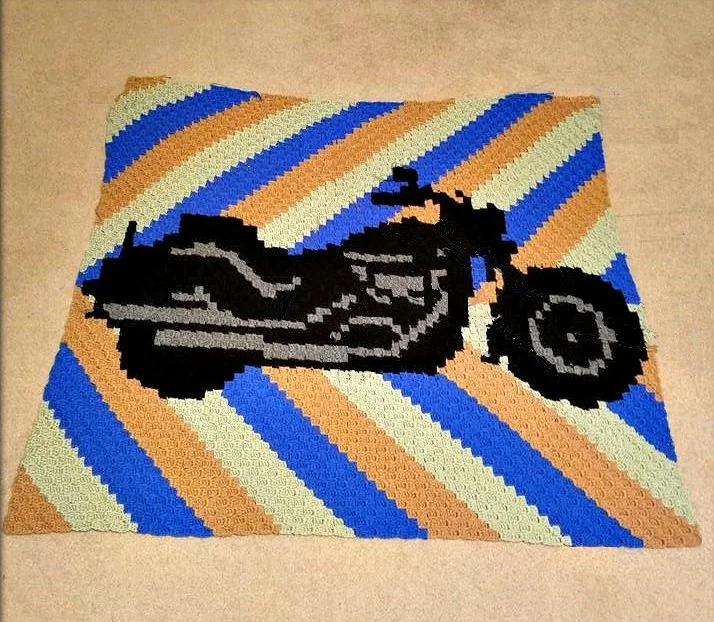 Motorcycle Afghan, C2C Crochet Pattern
