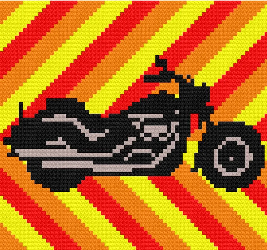 Motorcycle Afghan, C2C Crochet Pattern