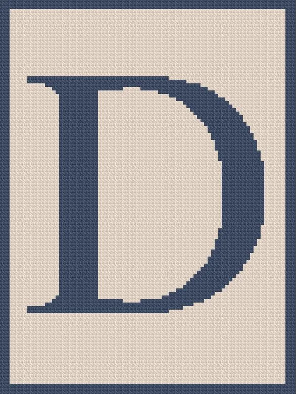 Letter D Afghan, Twin Size, C2C Crochet Pattern
