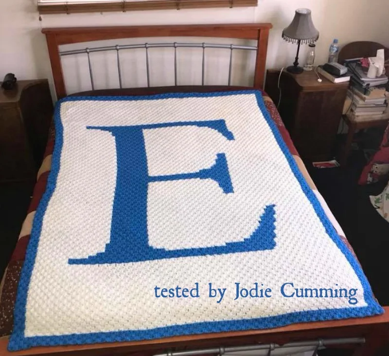 Letter E Afghan, Twin Size, C2C Crochet Pattern
