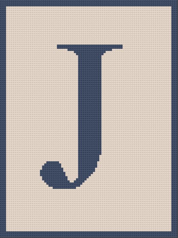 Letter J Afghan, Twin Size, C2C Crochet Pattern