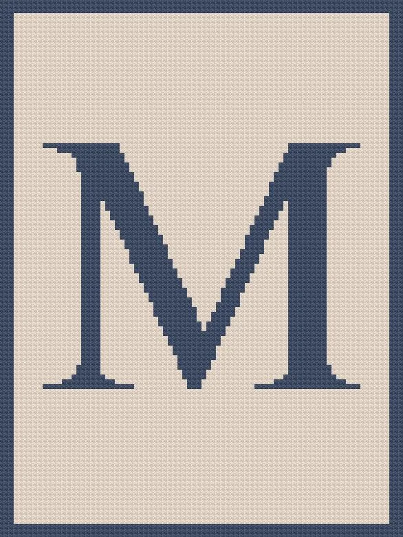 Letter M Afghan, Twin Size, C2C Crochet Pattern