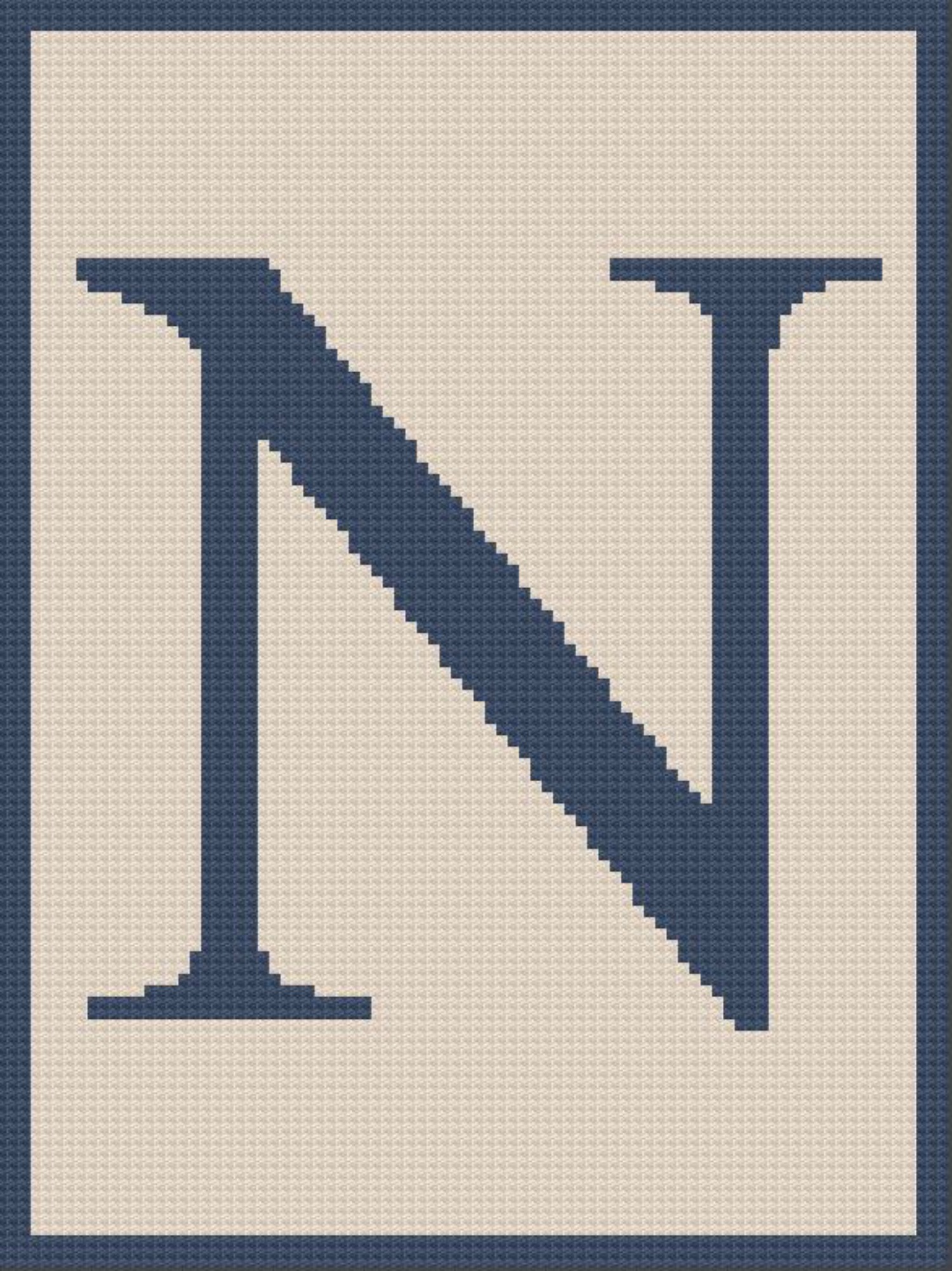 Letter N Afghan, Twin Size, C2C Crochet Pattern