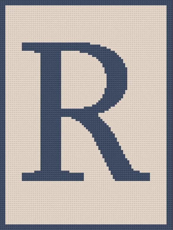 Letter R Afghan, Twin Size, C2C Crochet Pattern