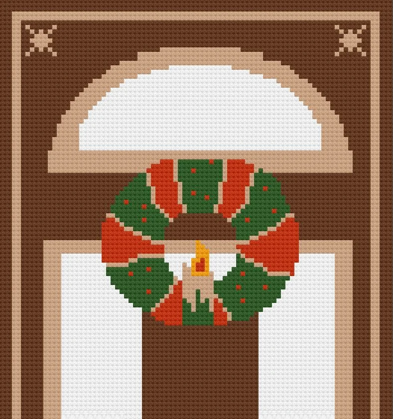 Christmas Wreath on Door Afghan, C2C Crochet Pattern