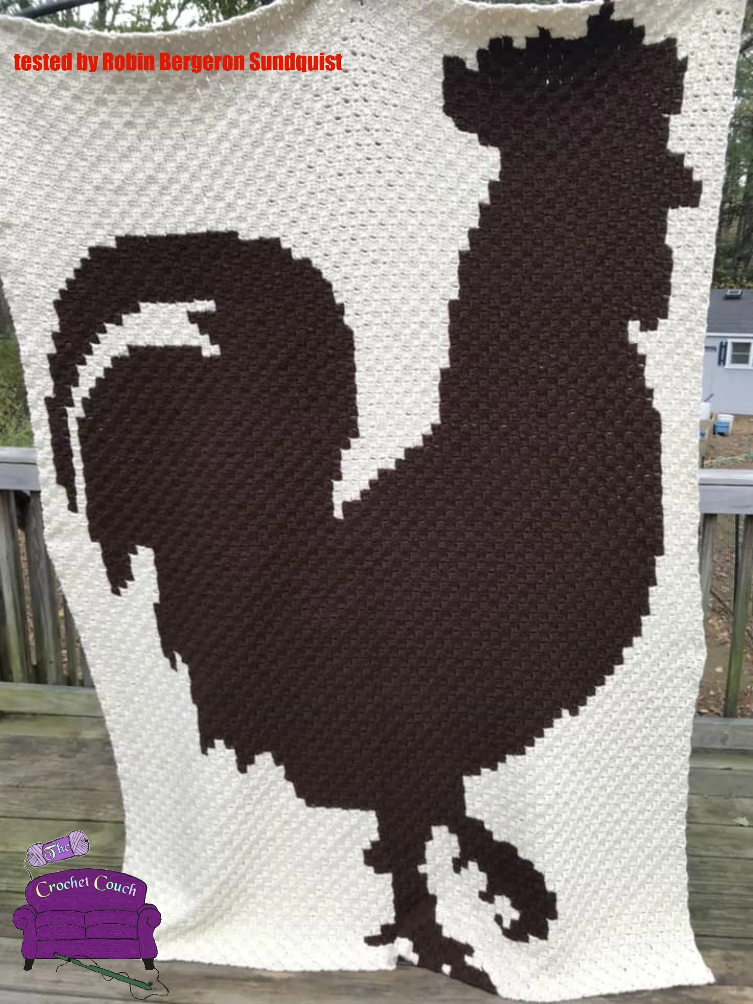 Rooster Silhouette Afghan, C2C Crochet Pattern