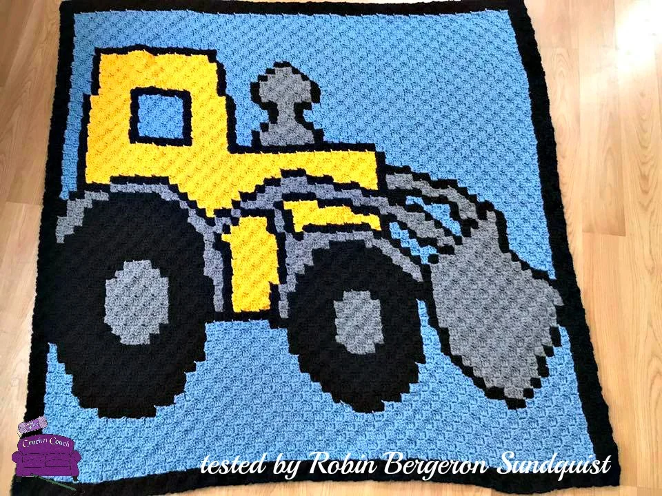 Bulldozer Small Afghan, C2C Crochet Pattern