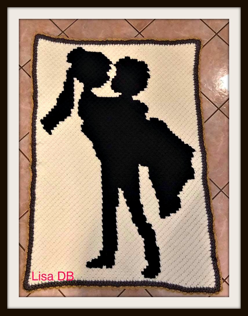 Groom Holding Bride Afghan, C2C Crochet Pattern