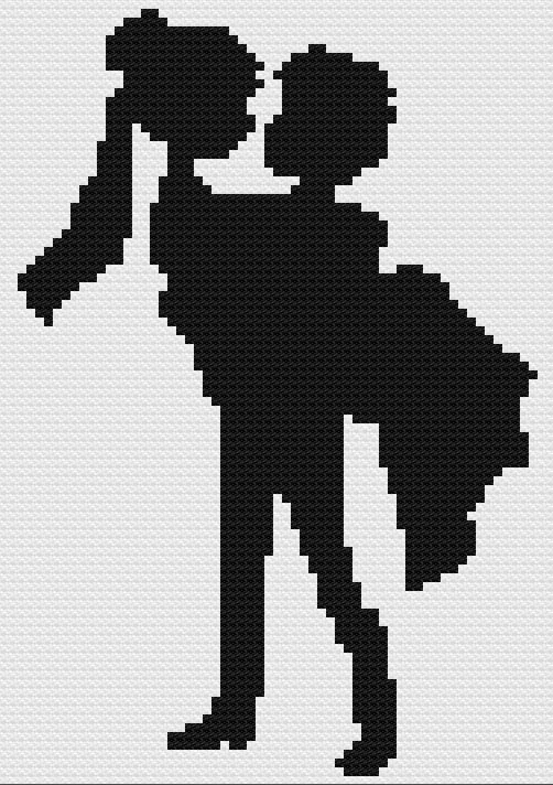 Groom Holding Bride Afghan, C2C Crochet Pattern