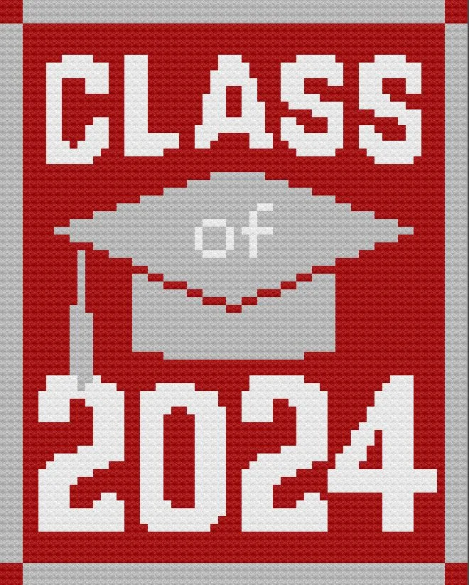 Class of 2024 Afghan, C2C Crochet Pattern