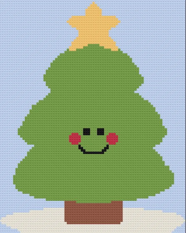 Happy Pine Twin Size Afghan, C2C Crochet Pattern