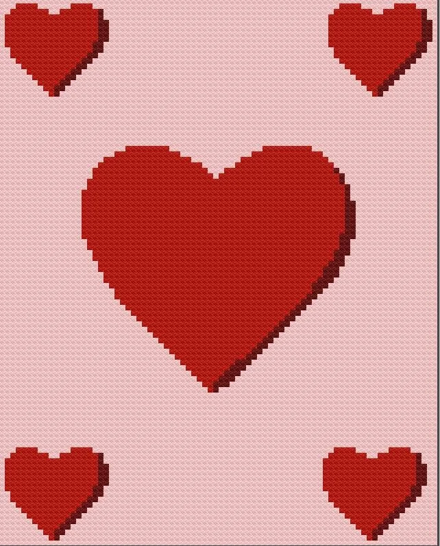 Heart Corners Afghan, C2C Crochet Pattern