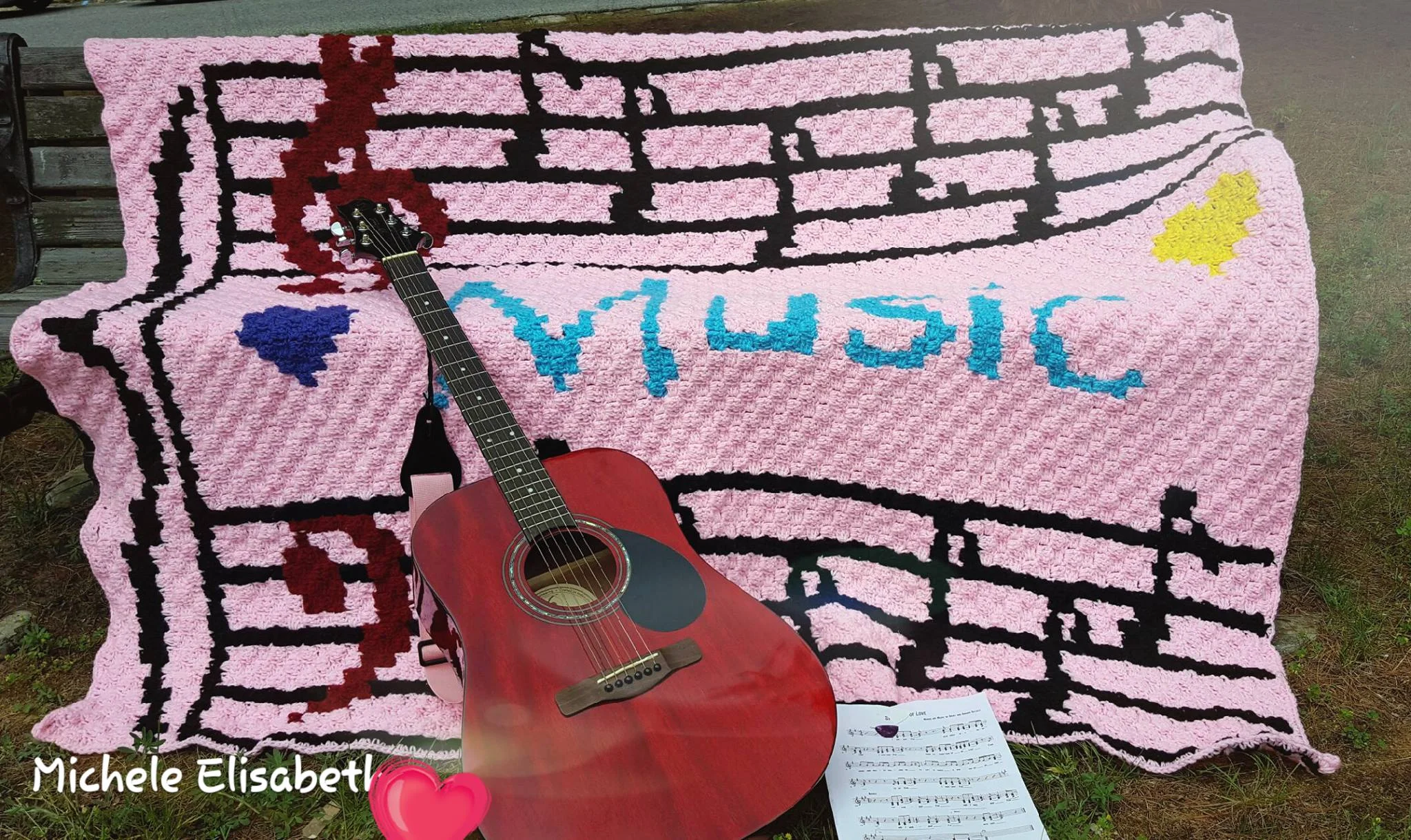 Musical Notes Afghan, C2C Crochet Pattern