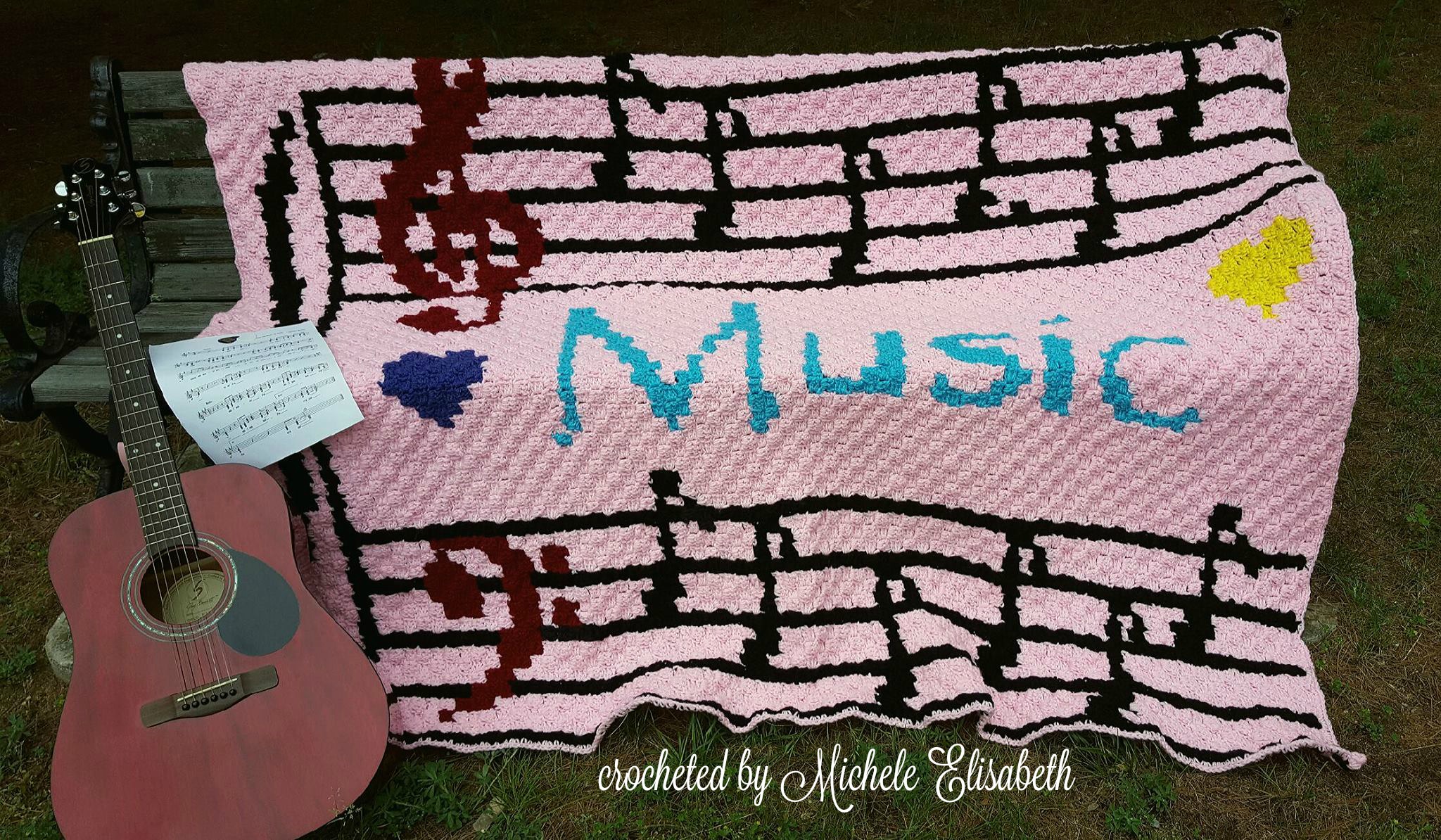 Musical Notes Afghan, C2C Crochet Pattern