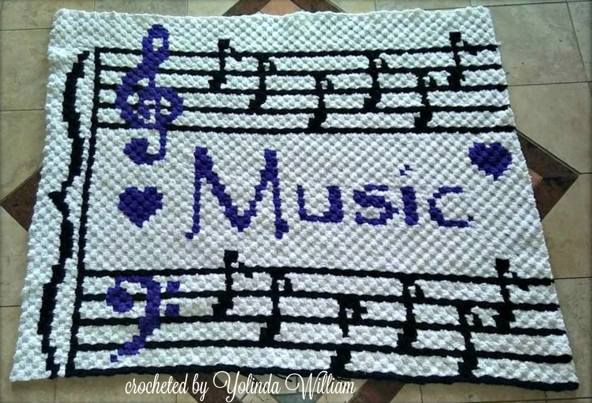Musical Notes Afghan, C2C Crochet Pattern