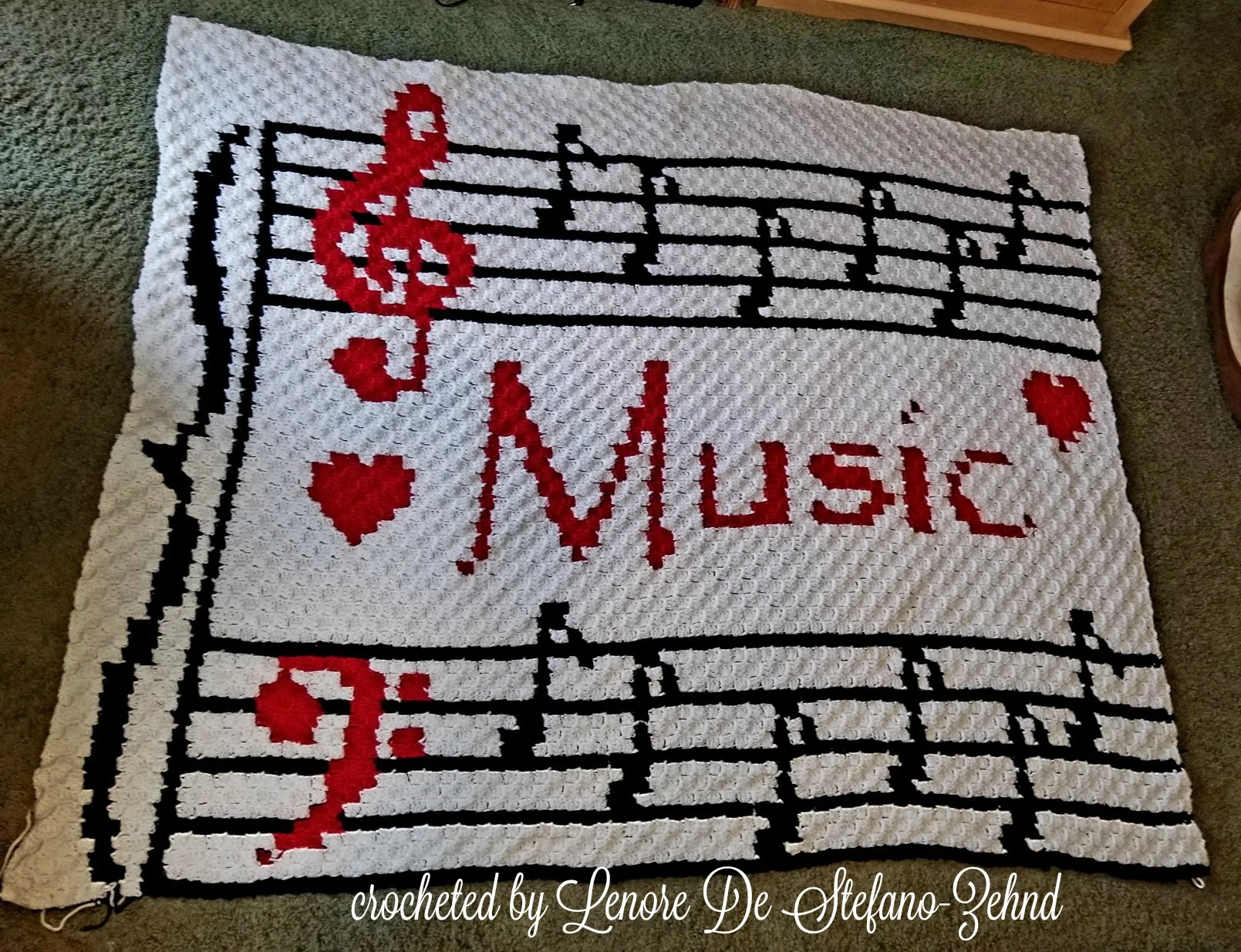 Musical Notes Afghan, C2C Crochet Pattern
