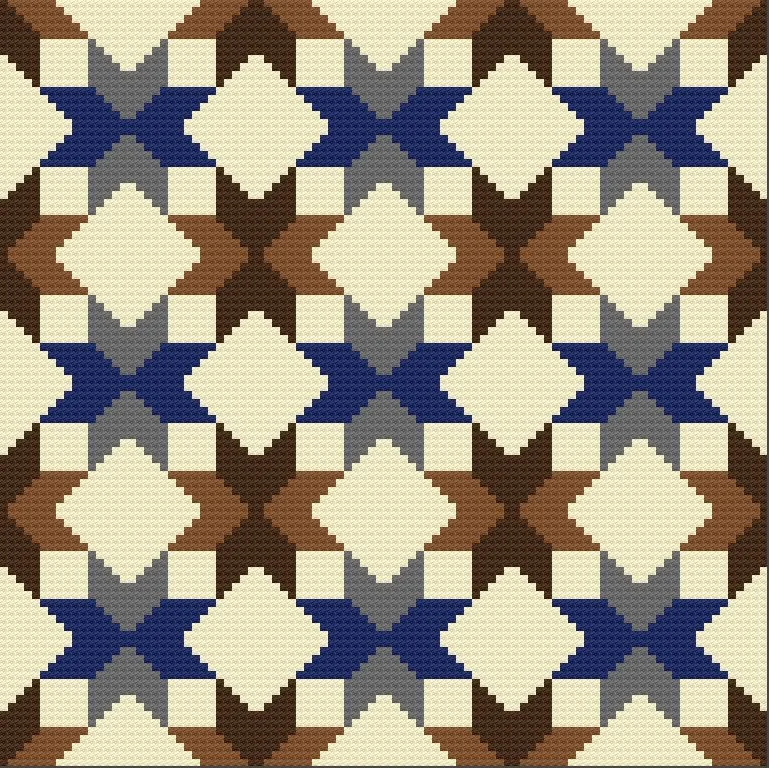 Quilted Stars Large Afghan, C2C Crochet Pattern