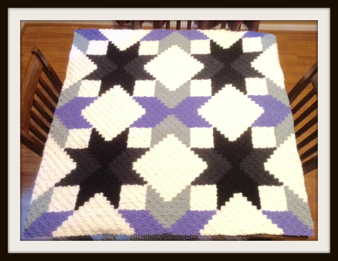 Quilted Stars Small, C2C Crochet Pattern