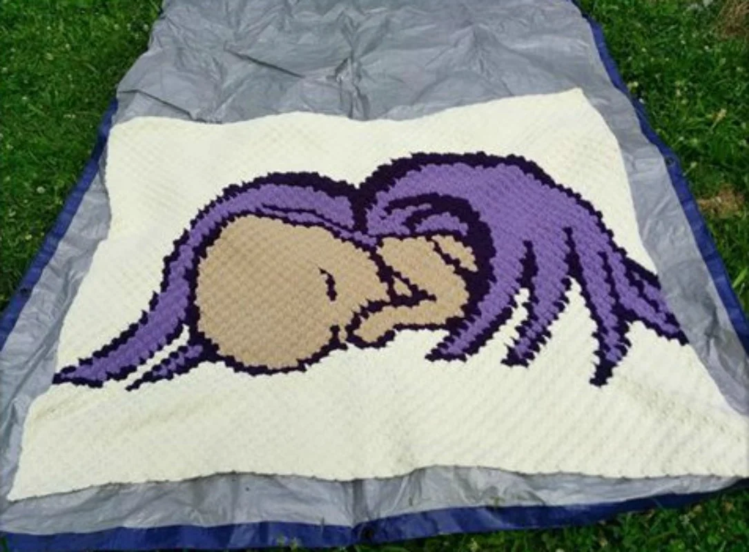Baby Angel Afghan, Purple Wings, C2C Crochet Pattern