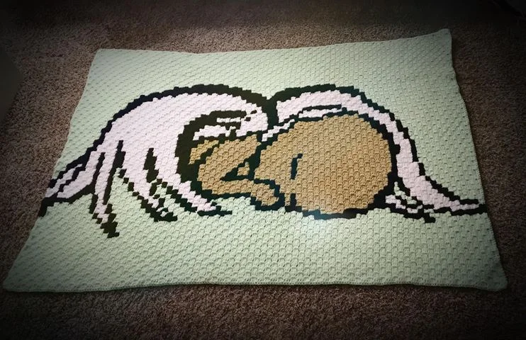 Baby Angel Afghan, Purple Wings, C2C Crochet Pattern