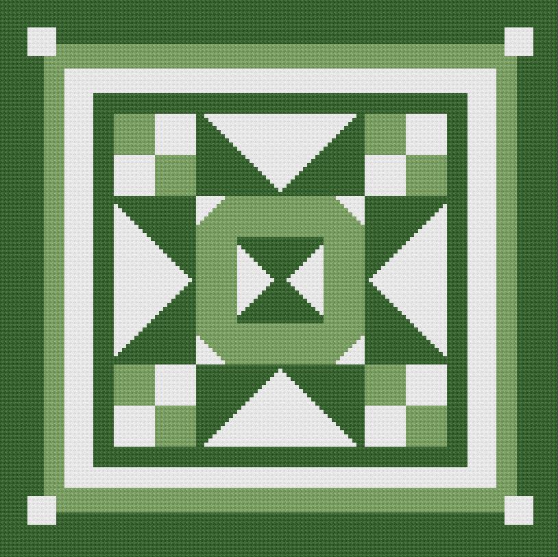 Quilted in Greens Afghan, King Size, C2C Crochet Pattern
