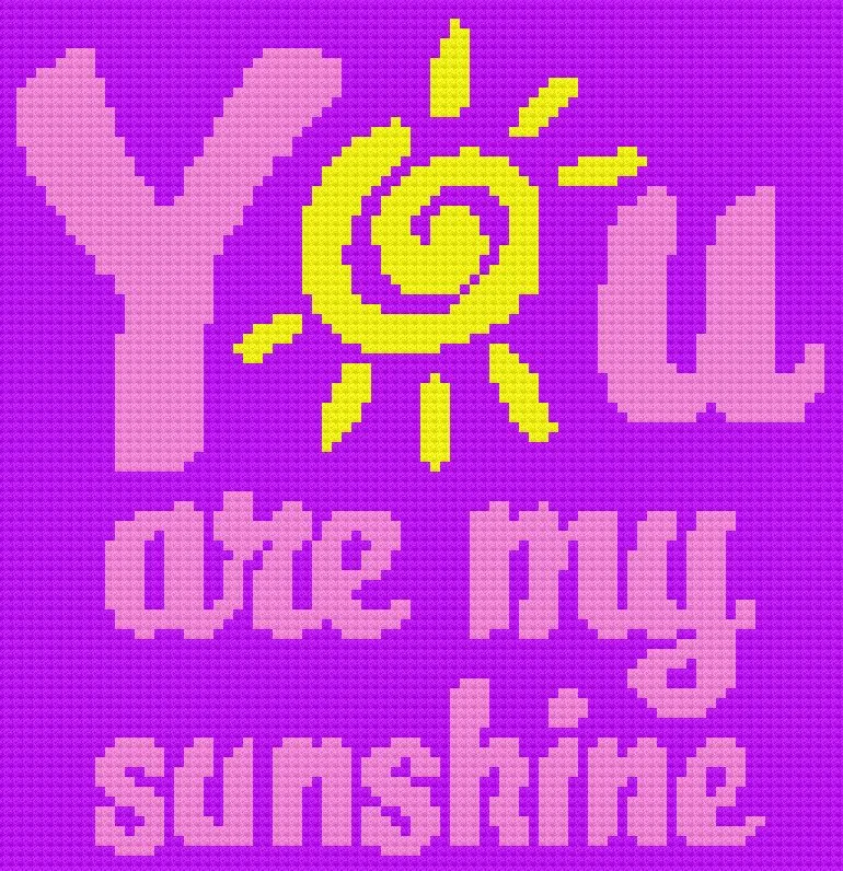 You Are My Sunshine Afghan, Purple, C2C Crochet Pattern