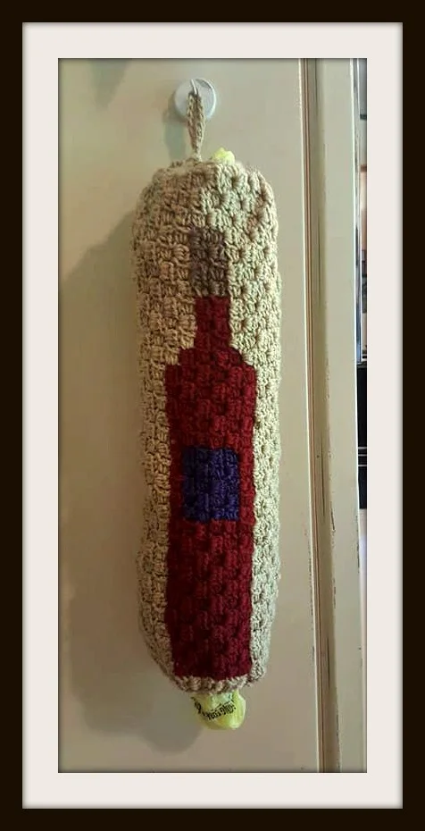 Wine Bottle Grocery Bag Holder, C2C Crochet Pattern