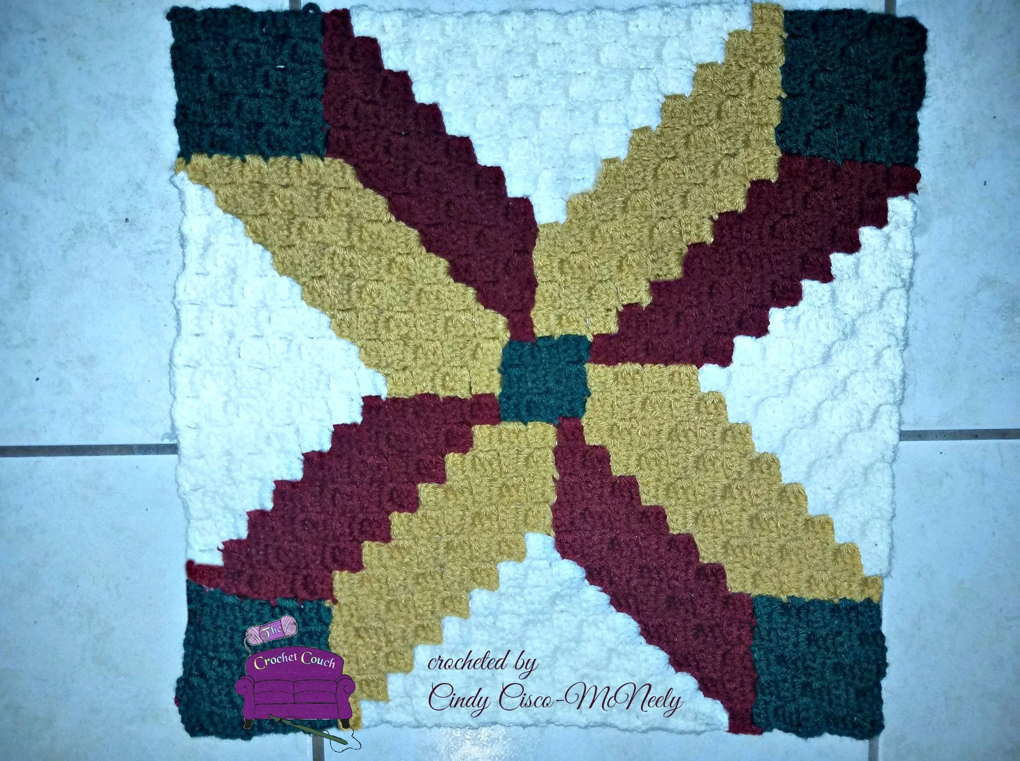 #8 Carleen Quilt Square, C2C Crochet Pattern