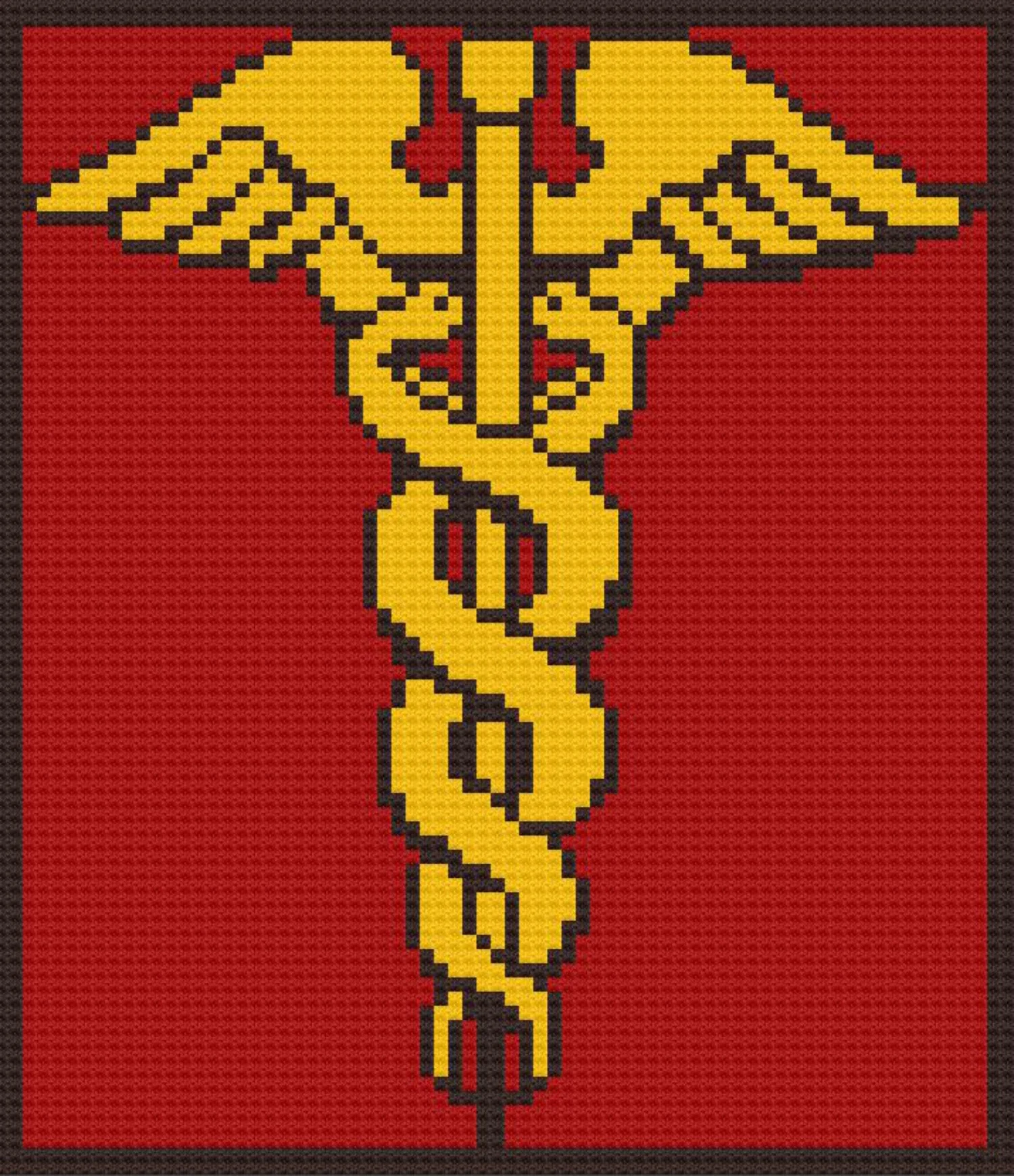 Caduceus Symbol Afghan, C2C Crochet Pattern