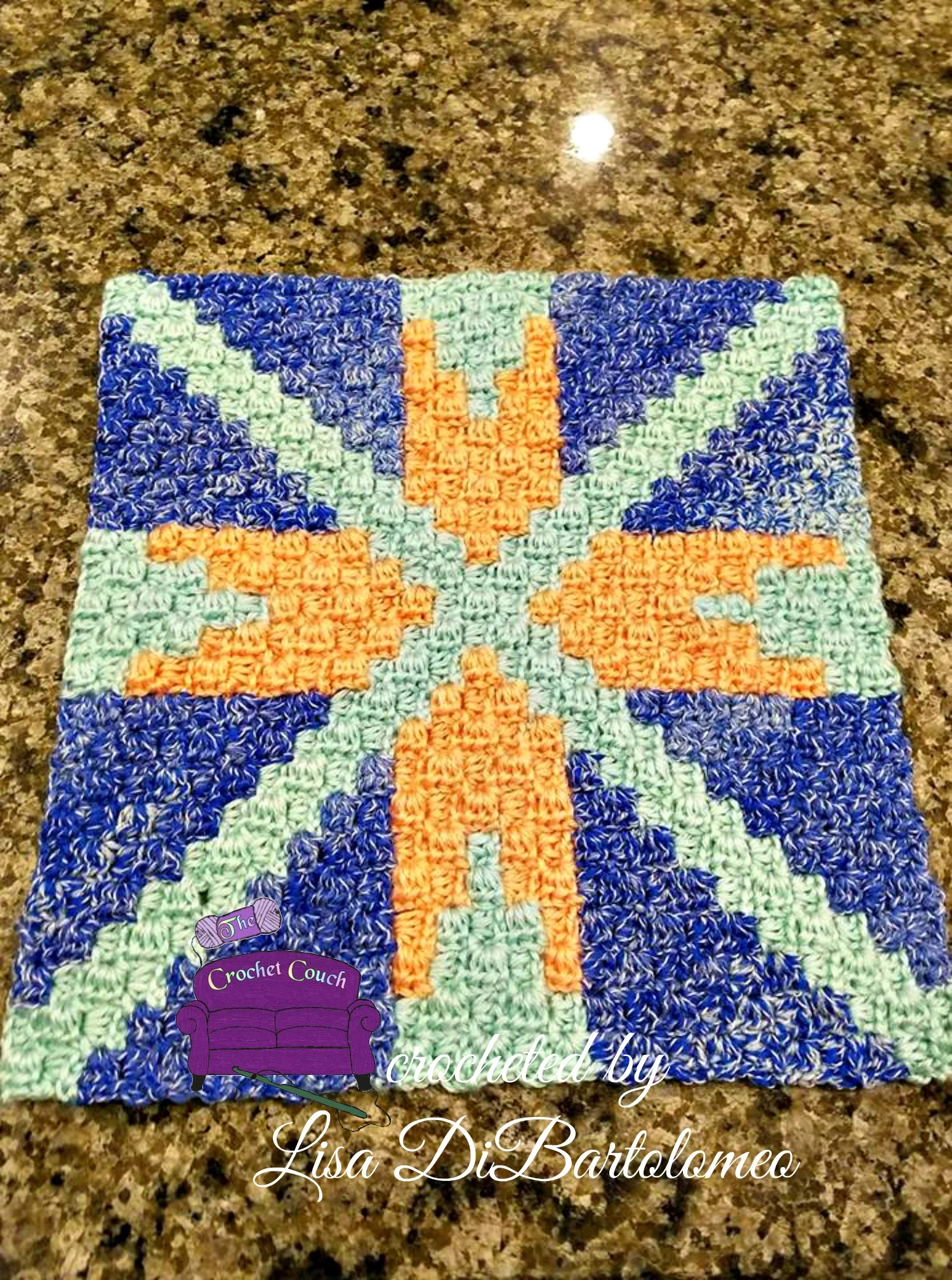 #13 Darlene Quilt Square, C2C Crochet Pattern