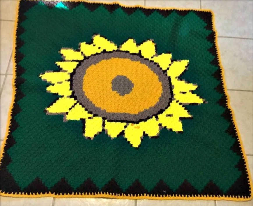 Sunflower Afghan, C2C Crochet Pattern