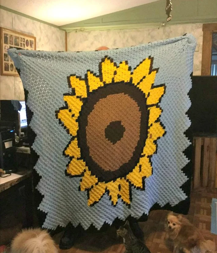 Sunflower Afghan, C2C Crochet Pattern
