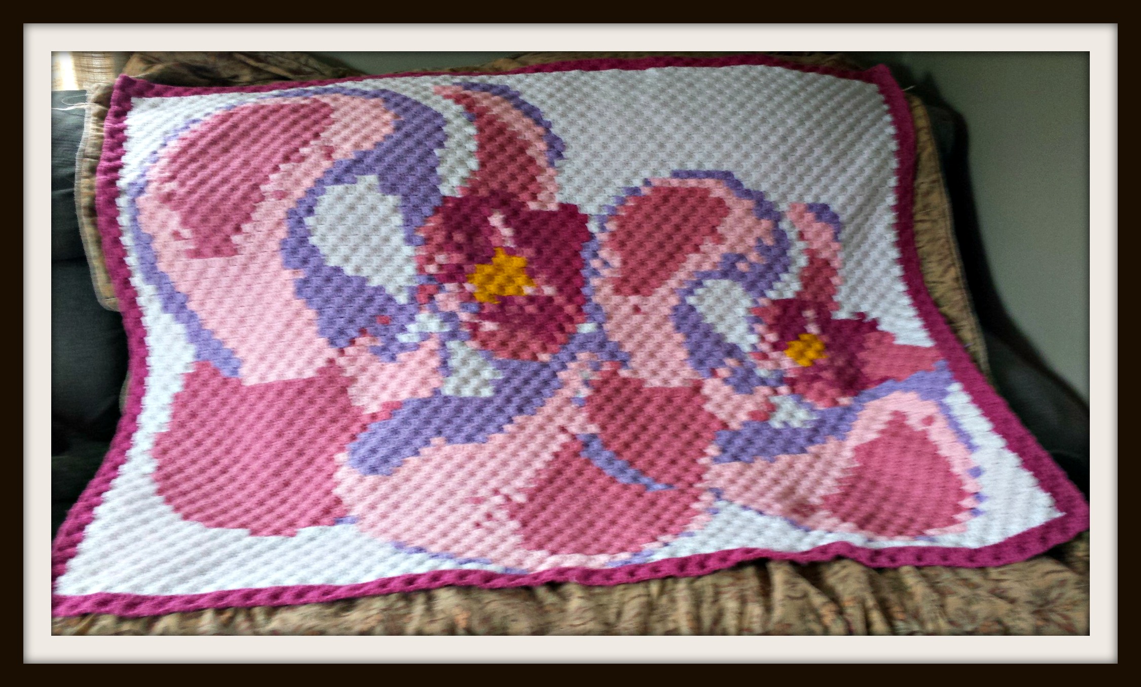 Orchid Afghan, C2C Crochet Pattern
