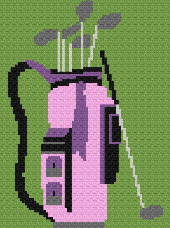 Golf Bag Afghan, C2C Crochet Pattern
