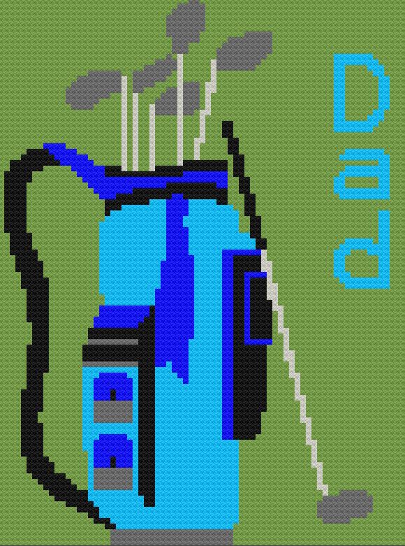 Dad Golf Bag Afghan, C2C Crochet Pattern