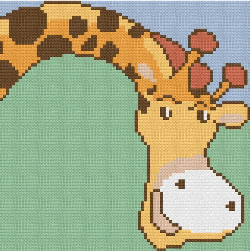 Happy Giraffe Kids Afghan, C2C Crochet Pattern